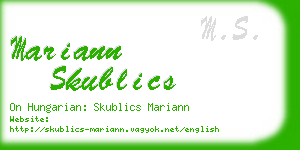 mariann skublics business card